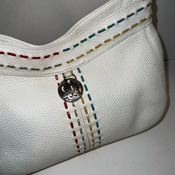 Brighton Pebbled Leather Shoulder Handbag Magnetic Closure Medium Woven Design - Picture 6 of 10